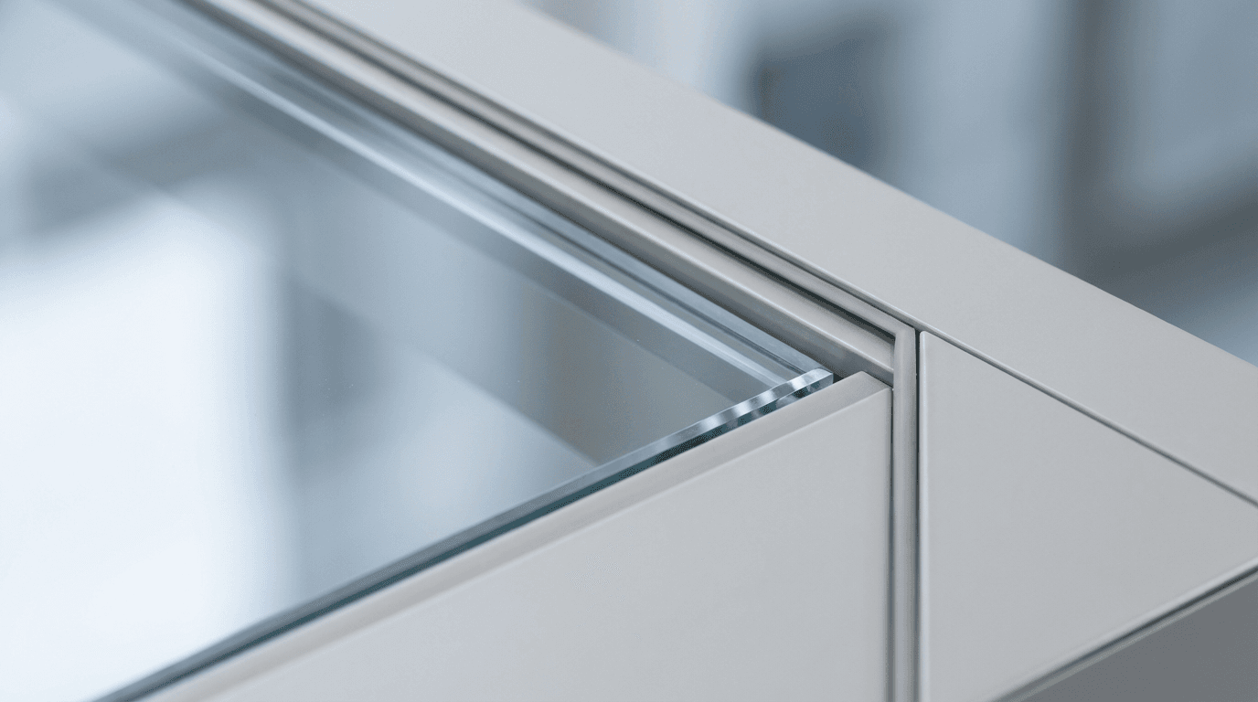 Close-up of spotless glass and a clean window frame